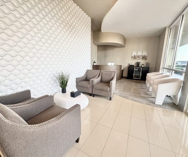 seating area at a clean well maintained dental practice